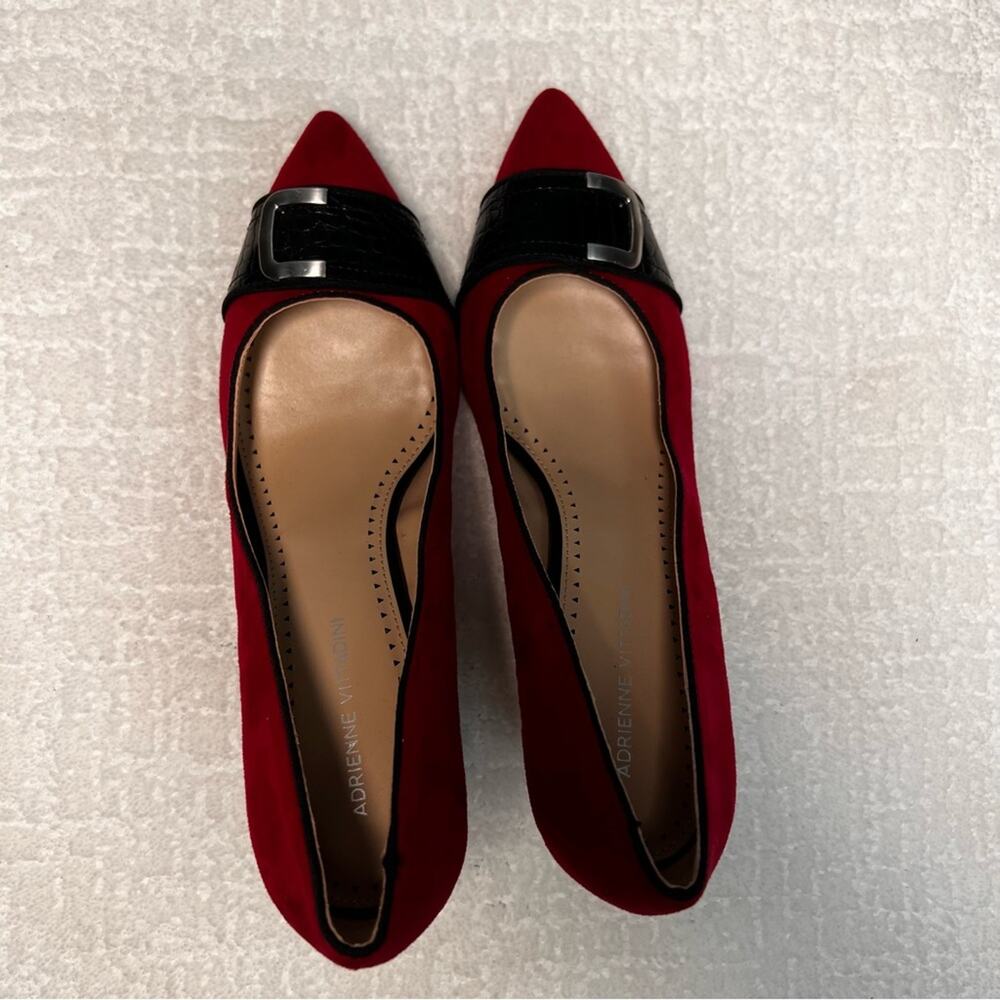 Adrienne Vittadini Nanna burgundy faux suede pumps with snakeskin heel size 9.5m - Picture 5 of 8